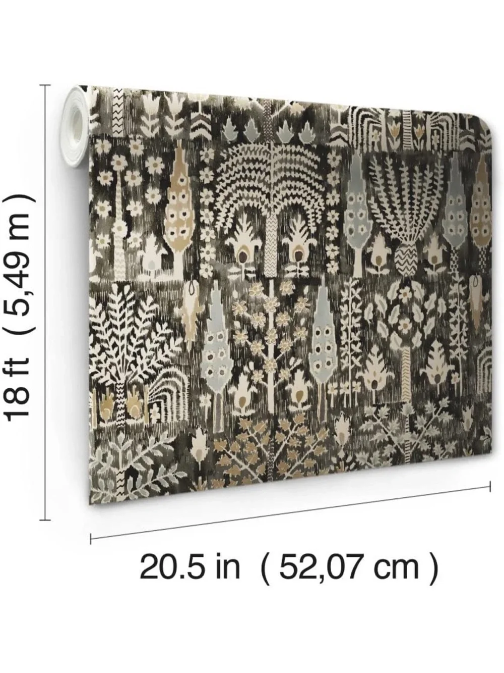 2 Rolls Unopened! RoomMates Black Persian Ikat Peel and Stick Wallpaper